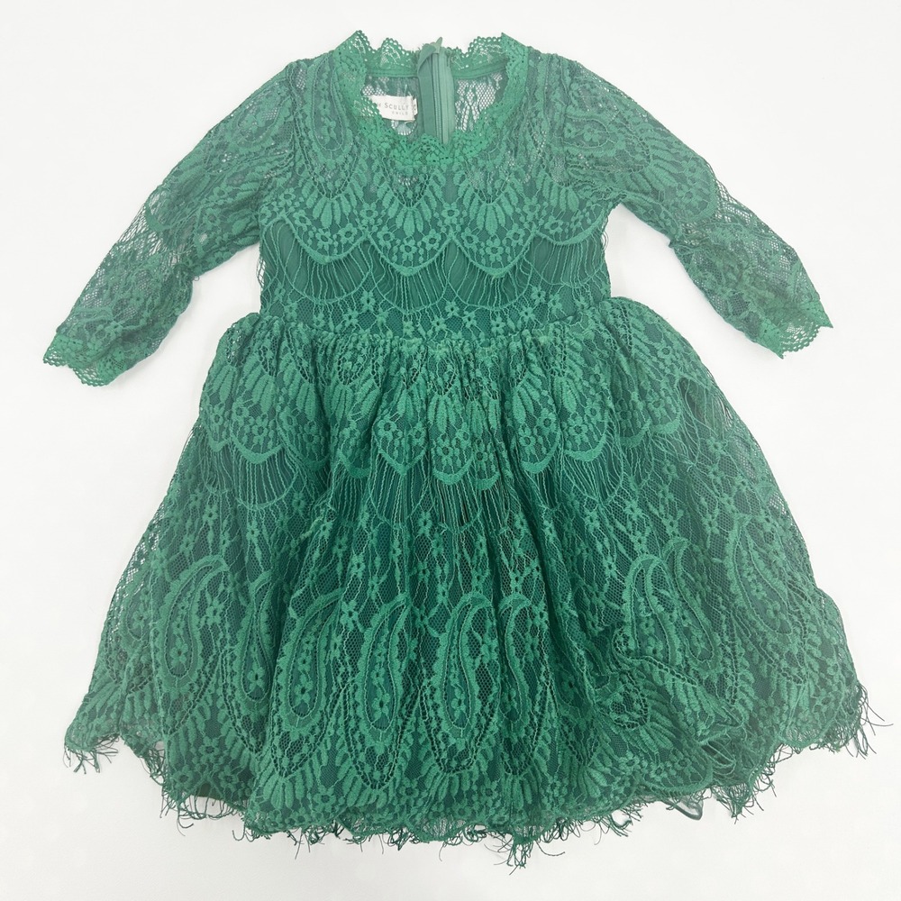 Trish Scully Child Girls Bella Rafaela Lace Party Holiday Dress Size 3 Emerald
